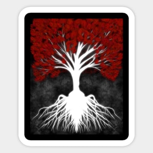 Yggdrasil with Red Leaves Sticker